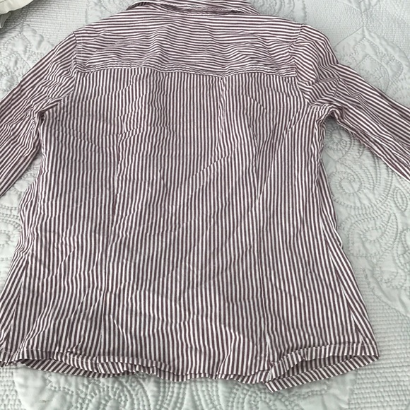 Purple & White stripped Long Sleeve Button up - Picture 6 of 6